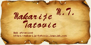 Makarije Tatović vizit kartica